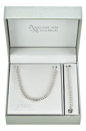 American Exchange Mens Round Box Chain Necklace & Bracelet Set in Silver at Nordstrom Rack