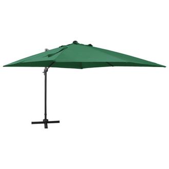 Berkfield Home Cantilever Umbrella with Pole & LED Lights Green 300 cm
