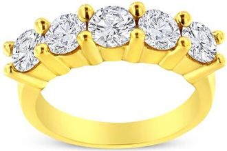 House of Brilliance 14K Gold Over Silver 2.0 Cttw Diamond 5 Stone Wedding Band Ring in Yellow Gold Over Silver at Nordstrom, Size 6