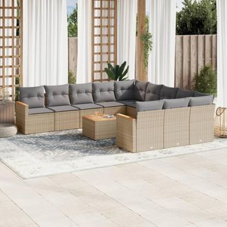vidaXL Set De Sof&aacute;s De Jard&iacute;n 12 Pzas Y Cojines Rat&aacute;n Sint&eacute;tico Marr&oacute;n Vidaxl