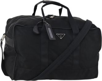 Prada Boston Tessuto Black Nylon Handbag (Pre-Owned)