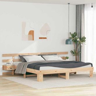 vidaXL Estructura De Cama Con Caj&oacute;n Marr&oacute;n Madera Maciza De Pino Vidaxl