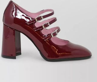 Carel patent leather triple strap block heel pumps