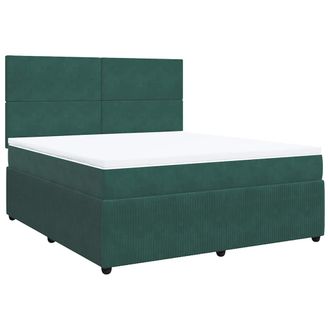 vidaXL Vidaxl - Giroletto A Molle Con Materasso Verde Scuro 180x200 Cm Velluto