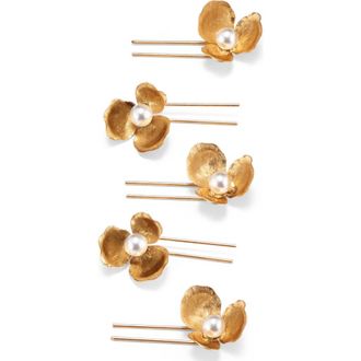 Lelet NY Poppies Set of 5 Mini Hair Pins in Antique Gold at Nordstrom
