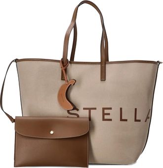 Stella McCartney logo-print tote bag - women - Abaca/Organic Cotton/Recycled Brass/Bananatex - One Size - Neutrals