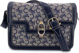 Celine Blue Cotton Clasp Box Shoulder Bag (Authentic Pre-Loved)