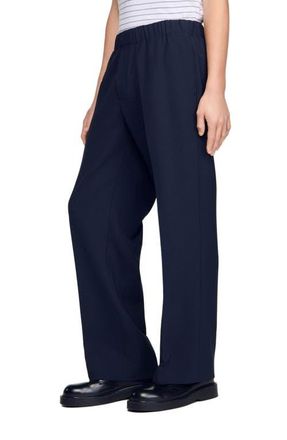 Sandro Wide-leg trousers in Navy Blue at Nordstrom, Size 44 X 33 Eu