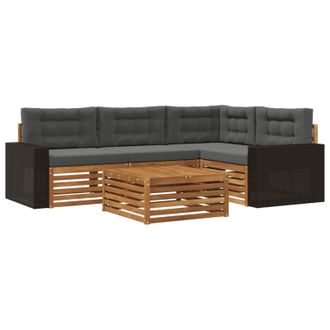 vidaXL Conjunto De Sof&aacute;s De Exterior 5 Pcs Natural Y Antracita Vidaxl