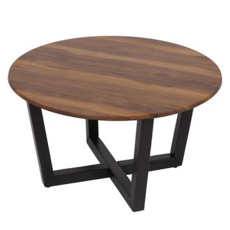 Hhg Mesa De Centro Hhg 727, Mesa Auxiliar Mesa De Sof&aacute;, Madera Maciza Hpl Laminado Melamina &Oslash;80cm, Aspecto Madera Sheesham, Marco Oscuro
