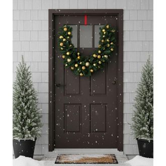 Dmora Decoraci&oacute;n De Navidad Angitola, Estructura Color Oro, Made In Italy, Verde