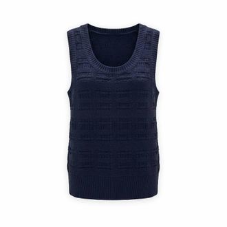 White + Warren Womens Textured Boucle Tank Top In Navy Tonal