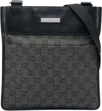 Gucci Pre-owned Denim Crossbody Bag - unisex - Vintage Schoudertas - Grijs - ONE Size - Denim - Vintage