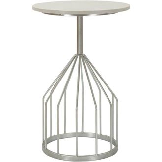 Dmora Dmora - Mesa De Caf&eacute; Calepio, Mesa De Centro Baja, Revistero Para Sof&aacute;, Estante De La Sala De Estar, 38x38 H58 Cm, Plata