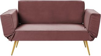 Beliani Beliani - Modern Sofa Bed Adjustable Armrests Fabric Pink Saarela