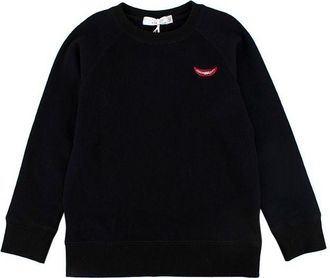 Stella McCartney Kids 6A Black Cotton Sweatshirt With Embroidered Mouth Size 6 Years