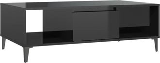 vidaXL Vidaxl - Mesa De Centro Madera Contrachapada Negro Brillo 103,5x60x35cm