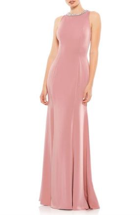 Mac Duggal Embellished Neck Trumpet Gown in Rose Pink at Nordstrom, Size 12