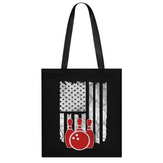 Generic Bowling U.S. Flag Womens Tote Casual Shopping Bag Lightweight Shoulder Bags Hobos Handbag for Work Travel Daily 35x40cm