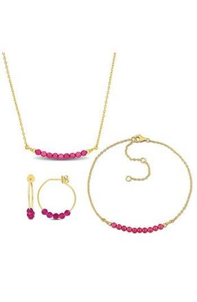 Delmar Lab Grown Ruby Earrings, Bracelet & Necklace Set in Red at Nordstrom Rack