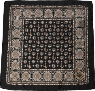 Dolce & Gabbana Cactus and Medallion Silk Scarf - Black