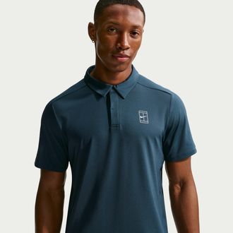 Nike Mens Court Advantage Dri-FIT Tennis Polo in Blue | FZ6907-478