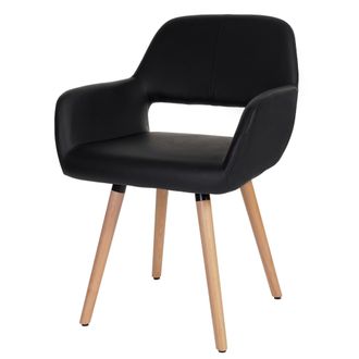 Hhg Nunca Usado] Silla De Comedor Hhg 428 Ii, Silla Silla De Cocina, Dise&ntilde;o Retro A&ntilde;os 50, Polipiel, Negro, Patas Ligeras