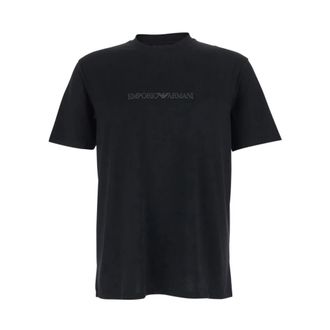 Emporio Armani Pima-jersey T-shirt met logo-opdruk - Heren - T-shirts - Zwart - S - Katoen - Tops