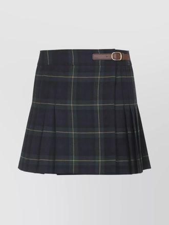 Celine wool checked low-rise pleated mini skirt