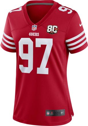 Nike Nick Bosa San Francisco 49ers 80th Anniversary Nike Womens NFL Game Jersey in Red | 67NWSAGH9BF-DUL