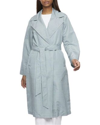 Bernardo Houndstooth Belted Long Rain Coat