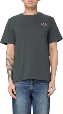 A.P.C. A.p.c., Tops, Heren, Groen, M, Katoen, Biologisch Katoen T-Shirt Rue Madame