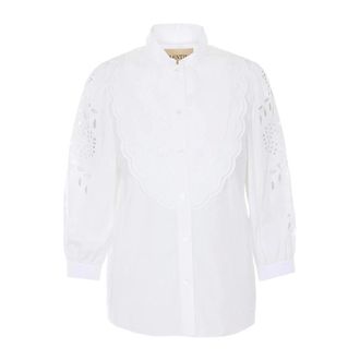 Valentino Garavani Camicia in Popeline di Cotone Ricamato - - Blouses & Shirts - Donna - Bianco - S