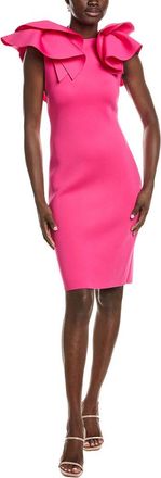 Anne Klein Ruffle Shoulder 3D Scuba Sheath Dress