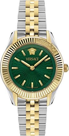 Versace Petite Greca Time Bracelet Watch, 30mm in Ip Two Tone Green at Nordstrom