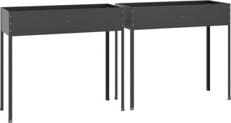vidaXL Vidaxl - Jardineras 2 Unidades Acero Galvanizado Gris Antracita