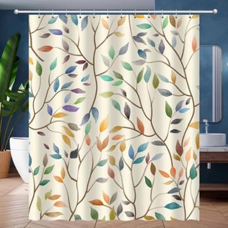 OEM Cortina De Ducha Floral De Estilo Bohemio, 84 X 72 Pulgadas, Estampado Bot&aacute;nico Primaveral, Con 12 Ganchos - Se Adapta A Mamparas De Ducha Est&aacute;ndar