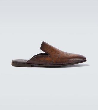 Berluti Cyrus Scritto leather mules