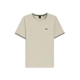 BOSS Stretch-cotton T-shirt with stripes and logo