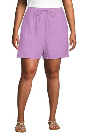 Lands End Plus Size Linen High Rise Pull On 7 Shorts in Wild Lilac at Nordstrom, Size 1 X