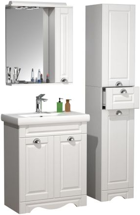 ebuy24 Ebuy24 - Vcm 4 Unids Lavabo Ancho 60 Cm Muebles De Ba&ntilde;o Conjunto Lavabo Espejo Gabinete Gabinete Alto Caj&oacute;n Landhaus Casalo L (blanco)