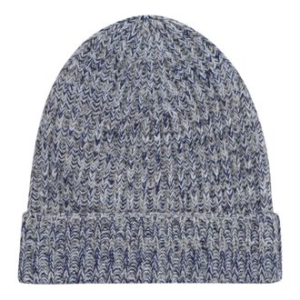 Malo Beanies, male, Blue, Size: ONE SIZE Cashmere Ribbed Knit Beanie Hat