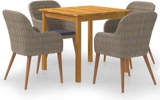 vidaXL Juego De Comedor Para Jard&iacute;n 5 Piezas Marr&oacute;n Vidaxl