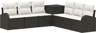 vidaXL Juego De Sof&aacute; 7 Uds. Negro Y Blanco Crema Vidaxl