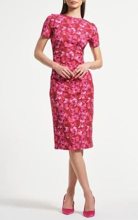 Isaac Mizrahi New York Ruched Waist Dress in Ruby Flora at Nordstrom Rack, Size X-Small