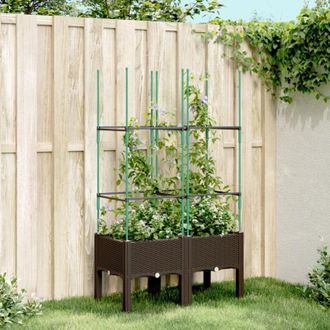 vidaXL Garden Planter with Trellis Brown 80x40x142.5 cm pp Vidaxl
