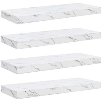 vidaXL Wall Shelf 4 pcs White Marble 60 x 23 x 4 cm Engineered Wood vidaXL