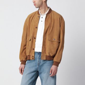 Saint Laurent Bomber color caramello in suede