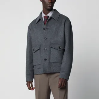 Valentino Giacca overshirt grigia in misto lana e cashmere