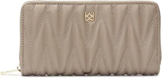 Kazar Leren grote ritsportemonnee in taupe kleur - Dames - Portefeuilles - Beige - ONE Size - Leer - Accessoires